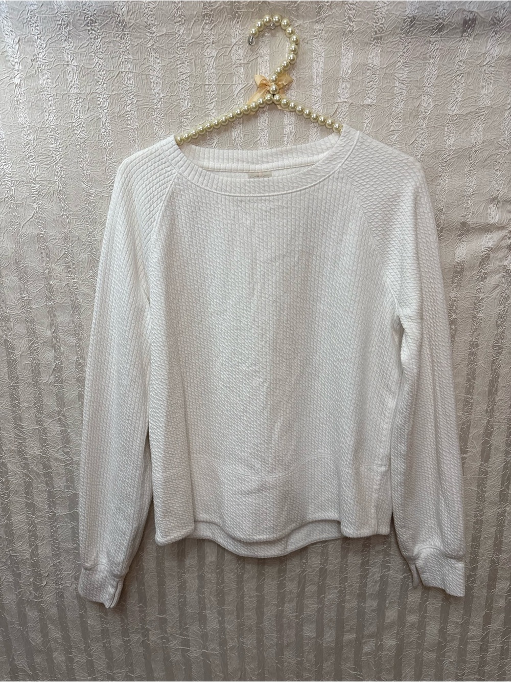 CALIA by Carrie Underwood White Ribbed Knit Top